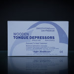 box of 100 premium tongue depressors used in the application of petroleum jelly during tattooing by tattoo artists.