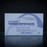 box of 100 premium tongue depressors used in the application of petroleum jelly during tattooing by tattoo artists.